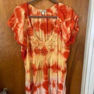 One World Embroidered Tie Dye Dress